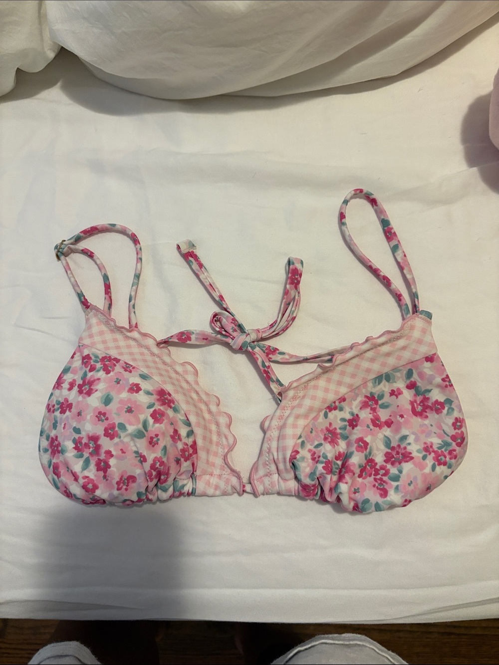 Hollister Pink Floral Triangle Bikini Top